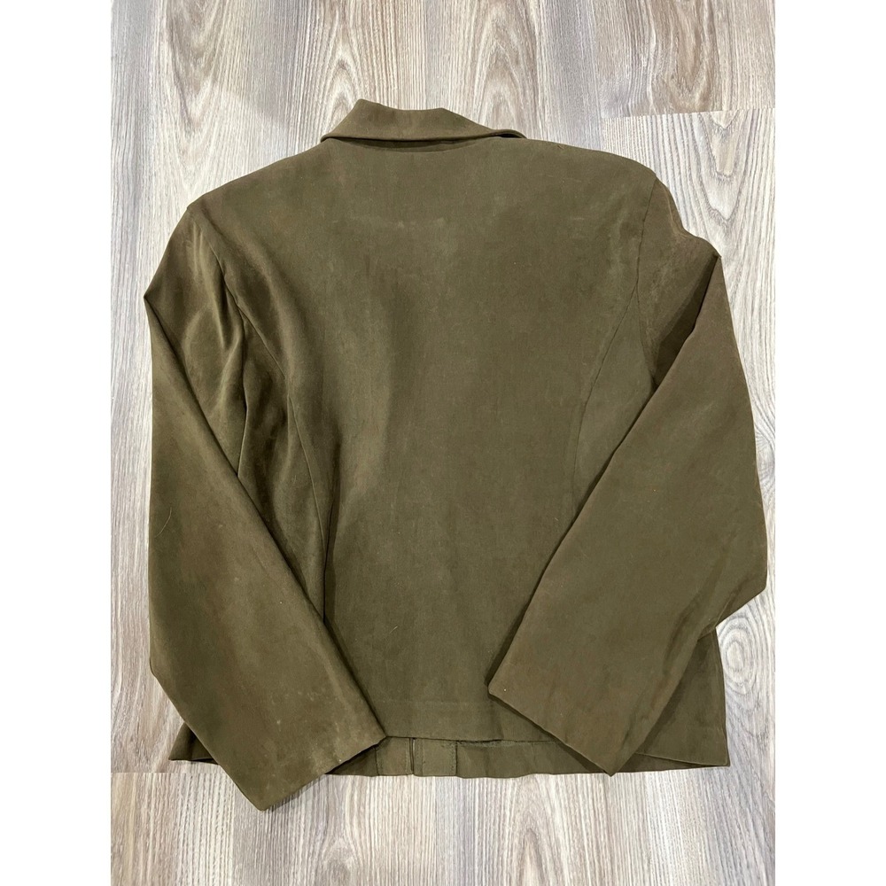 R&K Jacket Women's 14 Olive Green  Fuax-Suede VTG Blazer with retro style rings - Picture 5 of 5